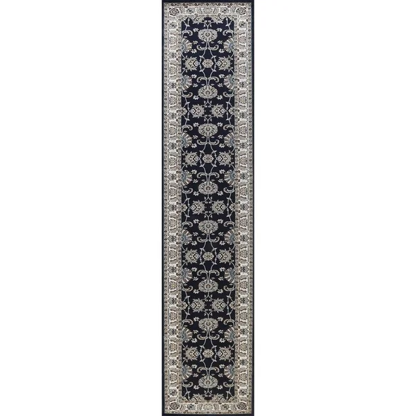 Navy Blue Floral Traditional Turkish Tabriz Area Rug Oriental Carpet - 2&7x22 x 12&0x22