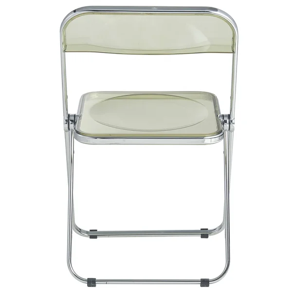 LeisureMod Lawrence Acrylic Folding Chair with Metal Frame Amber, Set of 2