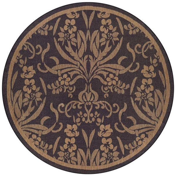 Couristan Recife Garden Cottage Area Rug - 8&6 inch Round, Black-Cocoa