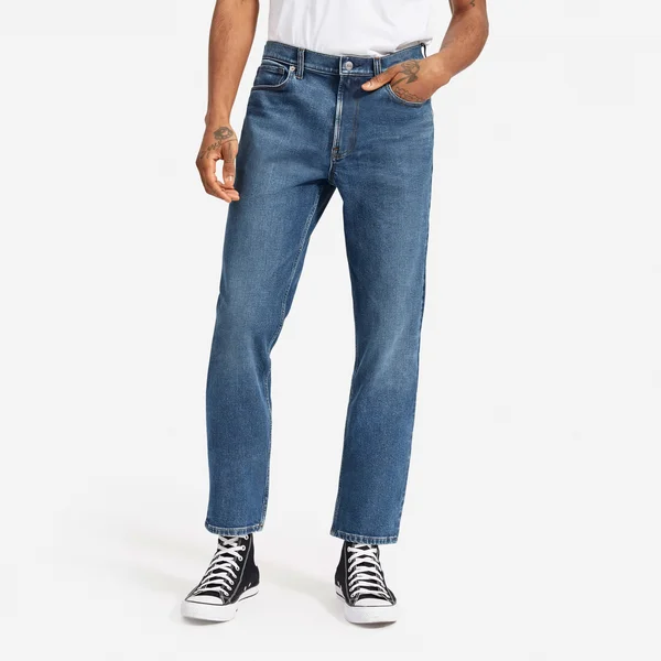 Men's Relaxed 4-Way Stretch Organic Jean - Uniform by Everlane in Dark Indigo Fade, Size 32x32