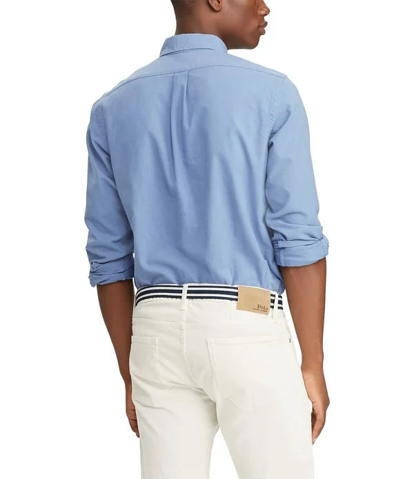 Polo Ralph Lauren Men's Big and Tall Classic Fit Garment-Dyed Long-Sleeve Oxford Shirt - Bastille Blue - Size 4XB