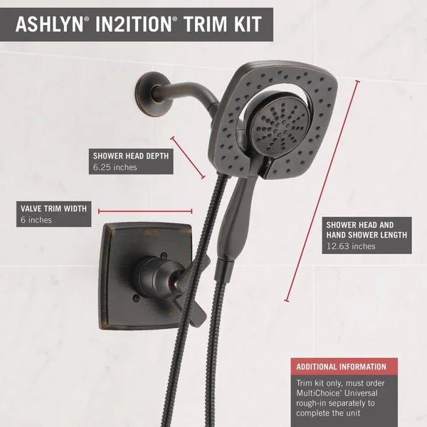 Delta Faucet Ashlyn 17 Series Dual-Function Shower Trim Kit with 2-Spray