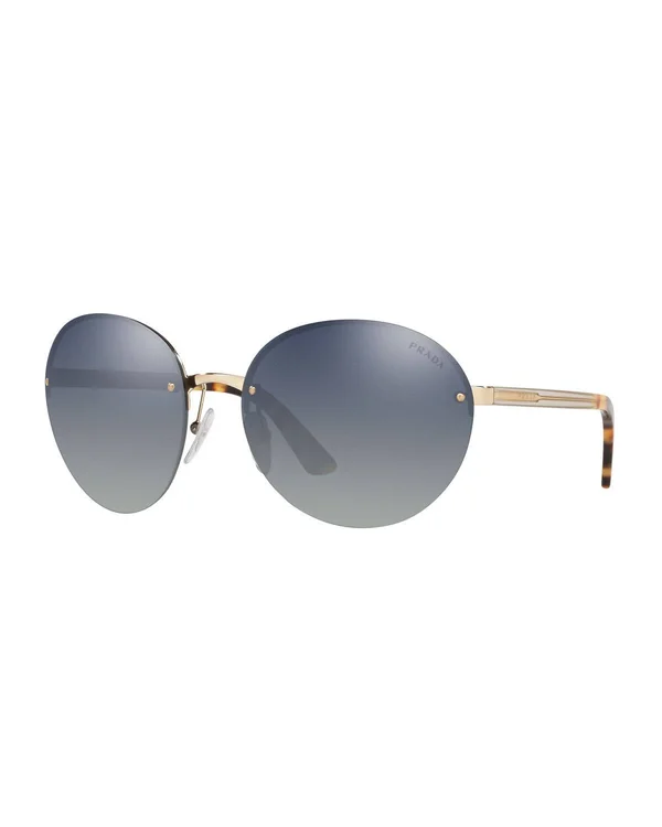 Prada PR 68VS ZVN3A0 Gold Round Sunglasses