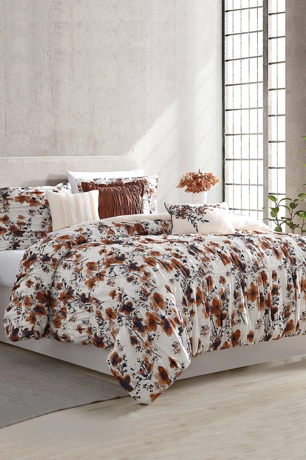 Modern Threads 6-Piece Printed Textured Comforter Set King Other Floral Ridge