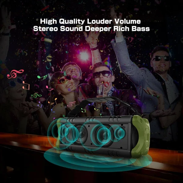 50w(70w Peak) Wireless Bluetooth Speakers Built-in 8000mAh Battery Power Bank, W-King Outdoor Portable Waterproof TWS, NFC Speak
