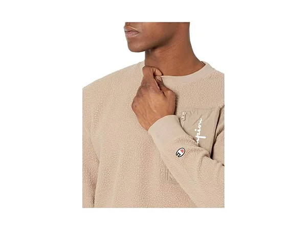 Champion Life Sherpa Crew Men's Clothing Dark Khaki : LG