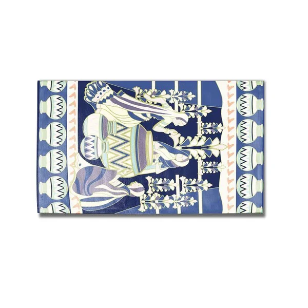 Gossip 5x7 Indoor Dobby Rug Without Non Skid Mat Navy Muted Purple Green - CARug36Dob_Single