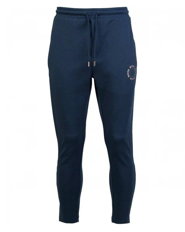 Hugo Boss - Regular Fit Jogging Pants with Layered Metallic Logo - Dark Blue