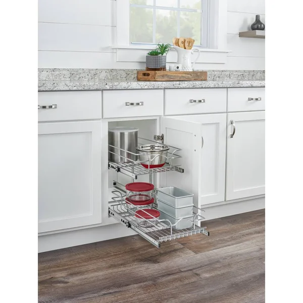 Rev-A-Shelf 5WB2-0922CR-1 9 x 22 in Two-Tier Kitchen Storage Wire Basket - Chrome