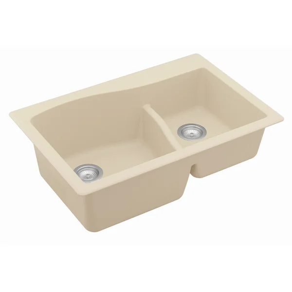Karran Top Mount Double Bowl Quartz Sink, Black