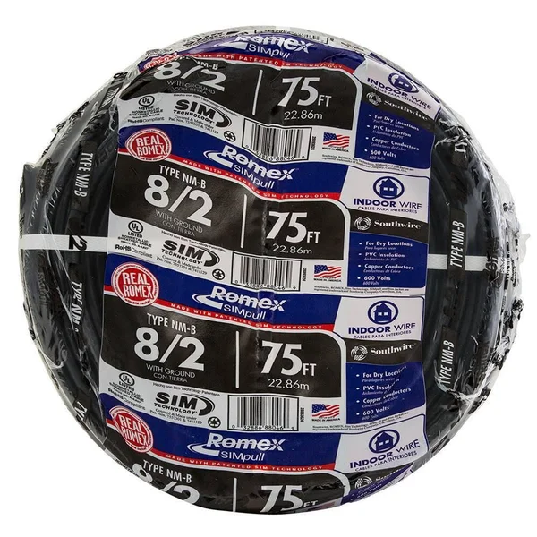Southwire 75 ft. 8/2 Stranded Romex SIMpull Cu NM-B W/G Wire