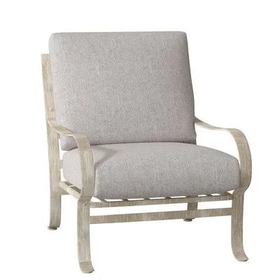 Cascade Patio Dining Armchair Woodard Cushion Color: Poet Birch - Frame Color: Textured Black