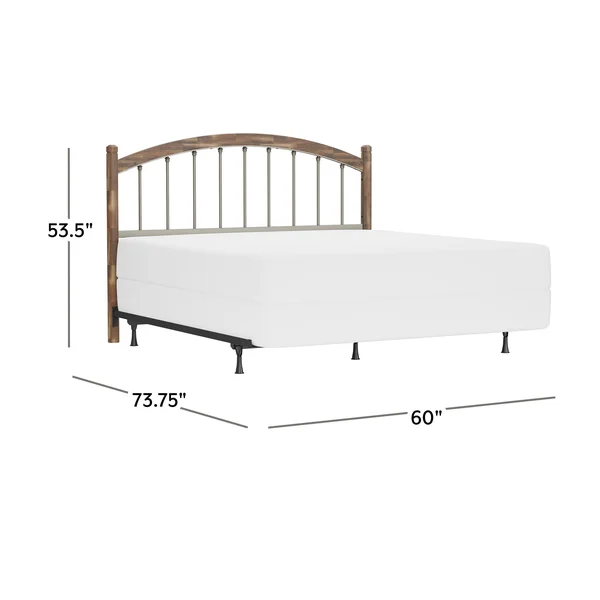 Hillsdale Furniture Bayfront Wood and Metal Headboard with Frame, Pewter - Queen
