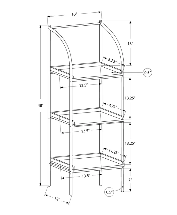 Monarch Specialties Bookcase - 48x22H, Dark Taupe, Black Metal