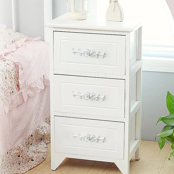 DL Furniture - Fully Assembled Tone Finish Night Stand 3 Drawer Storage Shelf Organizer 100% Light Weight Basswood - White