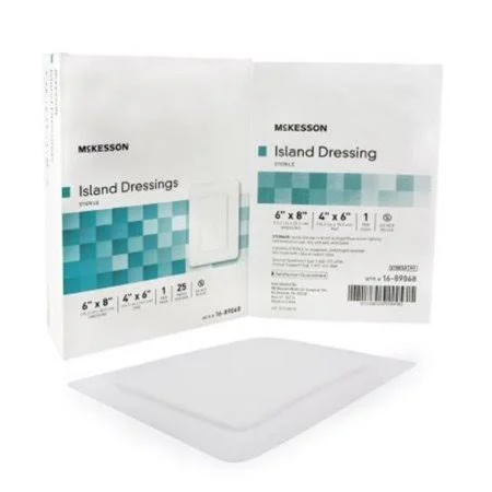Adhesive Dressing, McKesson, 6 x 8 inch Polypropylene, Rayon Rectangle White Sterile, 16-89068 - Case of 100, Women's, Size: On