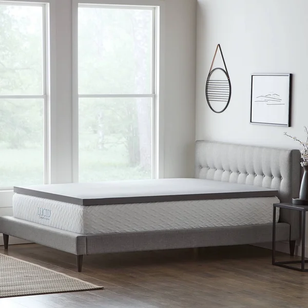 Lucid Comfort Collection 3x22 Bamboo Charcoal Memory Foam Topper - Queen