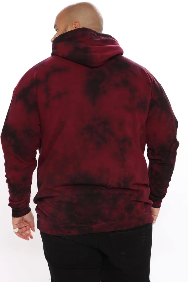 Mens Luxury Lifestyle Tie Dye Pullover Hoodie in Red Size Small by Fashion Nova
