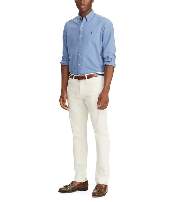 Polo Ralph Lauren Men's Big and Tall Classic Fit Garment-Dyed Long-Sleeve Oxford Shirt - Bastille Blue - Size 4XB