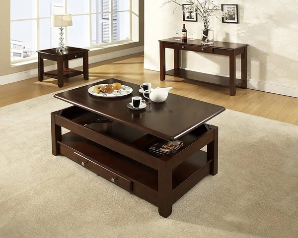 New Lift Top Storage Cocktail Coffee Table Cherry Finish Furniture with Casters, 46" x 26" x 18"