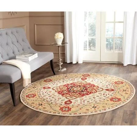 Charlton Home Bryonhall Hand Hooked Area Rug - Rug Size: Round 6'