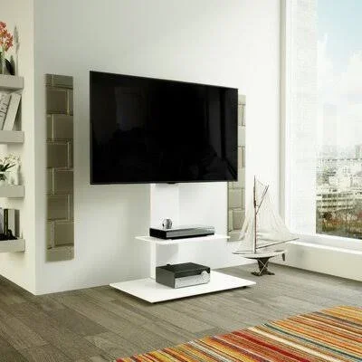Latitude Run Aketzalli White Floor Stand Mount for with Shelving - Holds Up to 132 lbs Latitude Run 8EE0F0A1C40C4E5C8DDD56FC04FB6