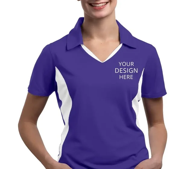 Custom Embroidered Sport - Tek Women's Polo Shirts - Ladies Side Blocked Micropique Sport-wick? Coaches Polo - Size: S, Purple