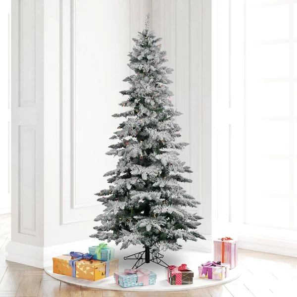 Vickerman 6.5 ft. Flocked Slim Utica Fir Multi Dura-Lit Christmas Tree