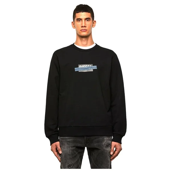 Diesel Man Sweatshirt Black Size XXL Cotton - Elastane
