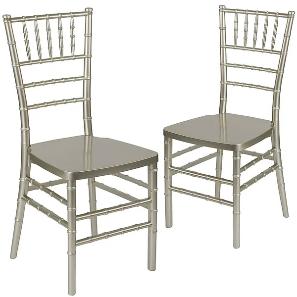 Flash Furniture Chiavari Resin Stacking Chair in Champagne (Set of 2)