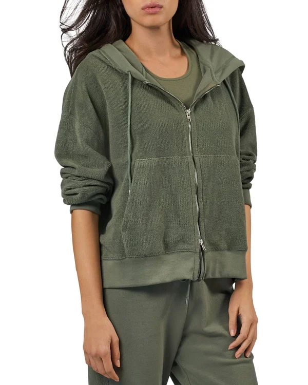 ATM Anthony Thomas Melillo Women's REVERSE French Terry Zip Hoodie Agave, Xs