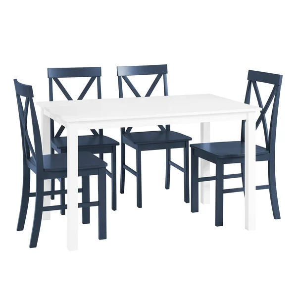 Porch & den 5-Piece Dining Set with X-Back Side Chairs - Grey, White