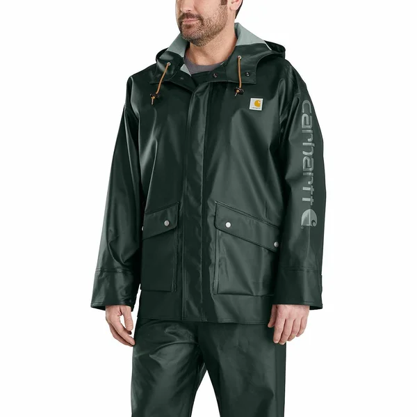 Carhartt Men's Midweight Waterproof Rainstorm Coat, Canopy Green, Small