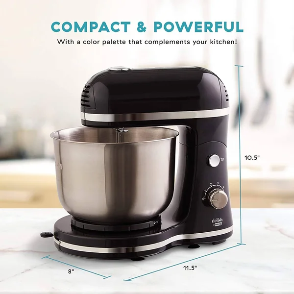 Delish by Dash 3.5-Quart Compact Stand Mixer - Black