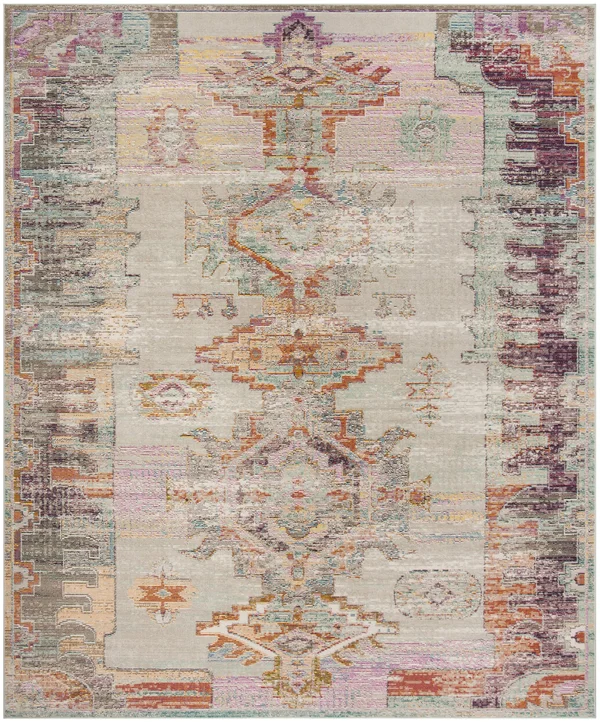 Safavieh CRS517P Crystal Light Grey - Purple Area Rug - 7& x 7& Round