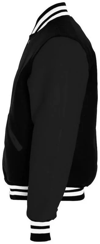 Holloway 224183 Varsity Jacket - Black-Black-White