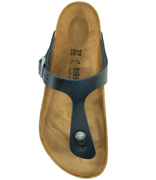 Birkenstock Women's Gizeh Sandal - 38 - Blue, Oiled Leather