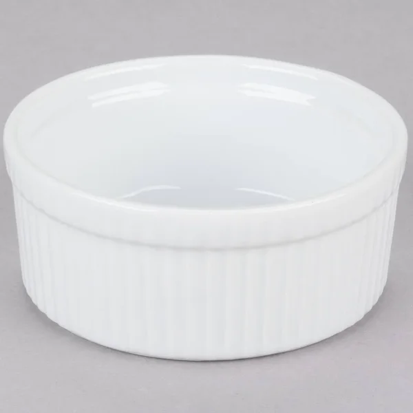 CAC China Accessories 4-1/2-Inch by 2-1/4-Inch 12-Ounce Super White Porcelain Round Fluted Souffle Bowl - Box of 12
