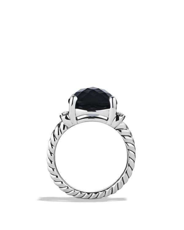 David Yurman Wheaton Ring with Black Onyx and Diamonds - Black/Silver