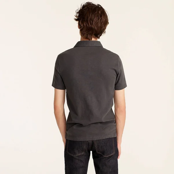 J.Crew Mens Garment-Dyed Slub Cotton Polo Shirt (Size Medium)