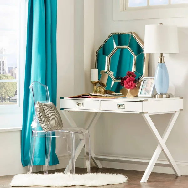 Chelsea Lane X-Base Campaign Desk - Multiple Colors, Blue