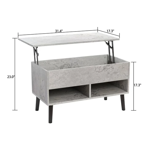 FUFUu0026GAGA Modern Lift Top Coffee Table with Storage Drawers - Grey