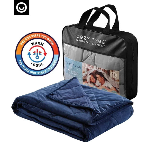 Posh Hamisi 41x22x60x22 Reversible Warm & Cool Blanket Throw in Navy Blue (6 lbs)