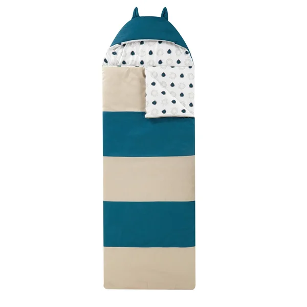Chic Home Holger Sleeping Bag with Cat Ear Hood with Geometric Pattern - Navy/Red/White, Size: Twin Xlong