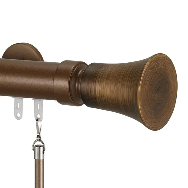 Art Decor Tekno 40 96 in. Traverse Rod with Tama Finials in Dark Metalic Copper