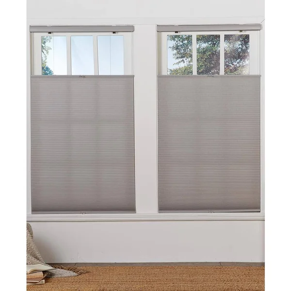 Perfect Lift Window Treatment Cut-to-Width Gray Cloud 1in. Cordless Light Filter Top Down Bottom Up Cellular Shade - 25in. W x 7