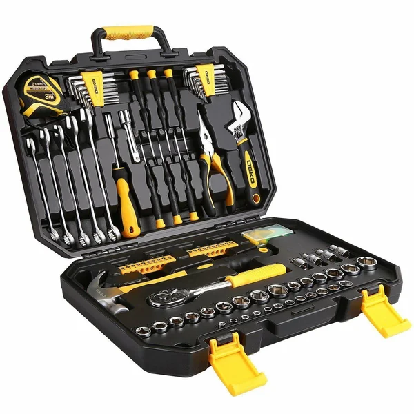 Deko 128pc Mechanics Hand Tool Kit Set Deluxe Metric Socket Wrench Screwdriver