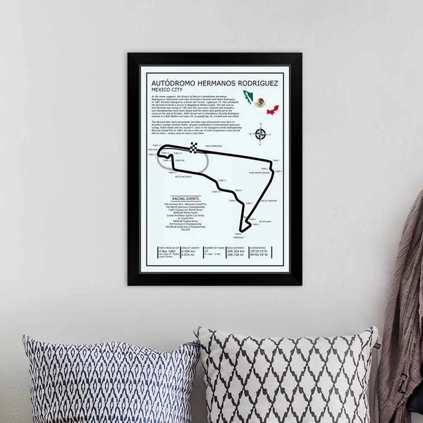 Autodromo Hermanos Rodriguez, Black Framed Wall Art, 18x24, Great Big Canvas