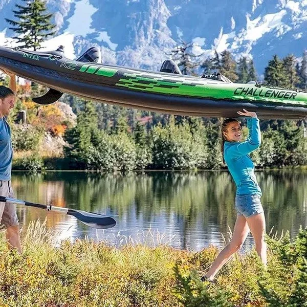 Intex Challenger 2 Kayak Inflatable Set with Aluminum Oars - Green