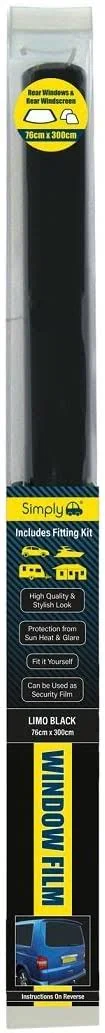 Simply WF11 Film Limo Black Colour 76x300CM, Cover Vehicle Car Rear Windscreen and Windows, Protection from Sun Glare, Includes